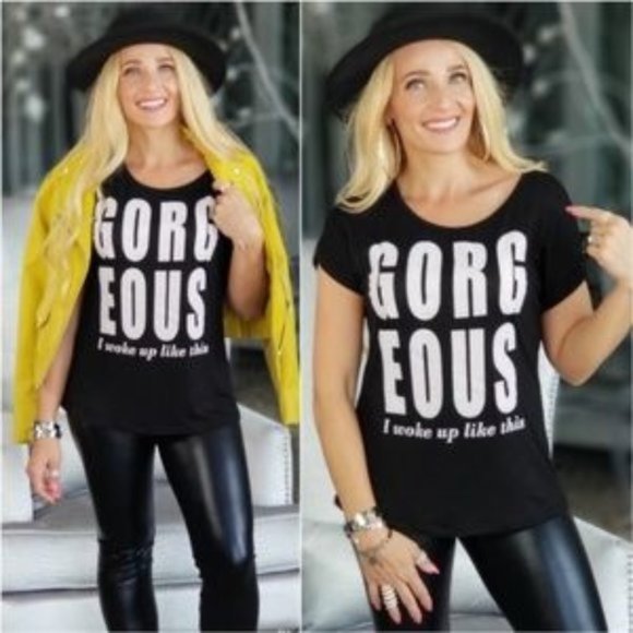 MODA ME COUTURE Tops - WOKE UP LIKE THIS THIS CASUAL TOP